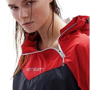 Women's Red and Black Jacket hotsuit sauna jacket XL
